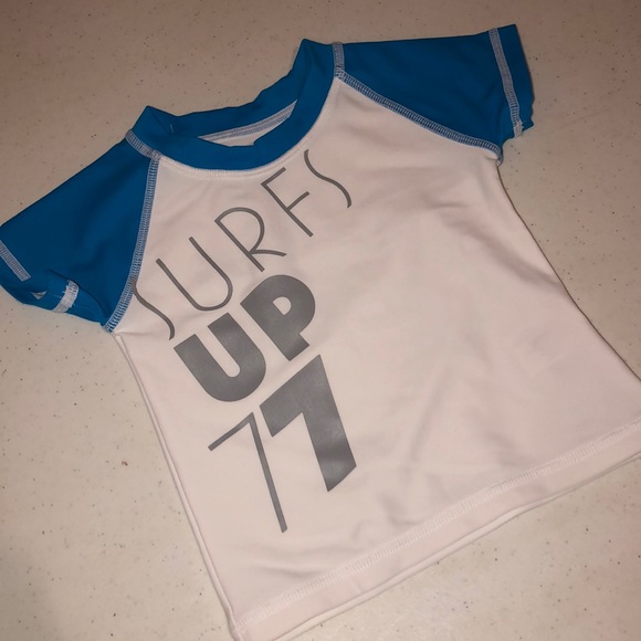 Size 3-6Mo Little 77 Surfs up blue/white swim - Picture 1 of 3